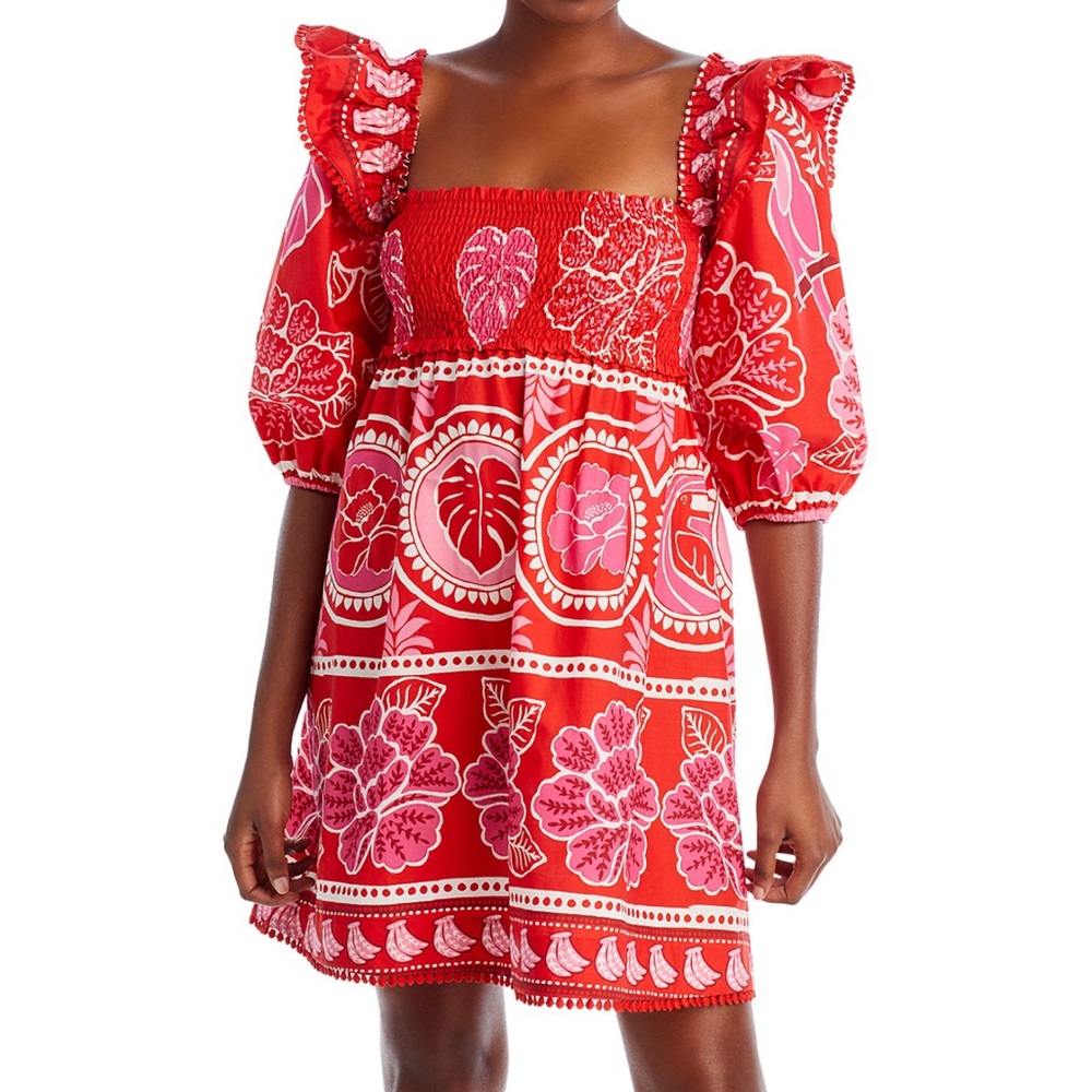 NWT Farm Rio red and pink mini dress size Large